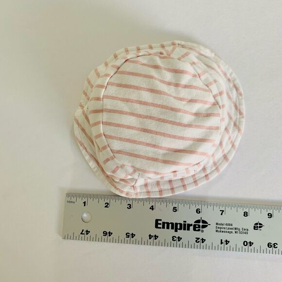 Rabbit Bear Hat Sunhat Baby Girl 3-6 Months White Pink Stripe Floral Reversible - Picture 6 of 7
